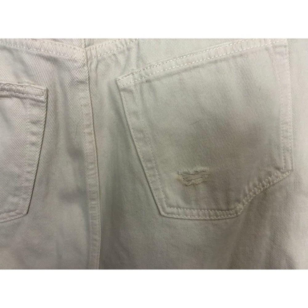 We The Free Free People Cream Distressed Denim Mini Skirt Button Fly Size 27 - Picture 4 of 6